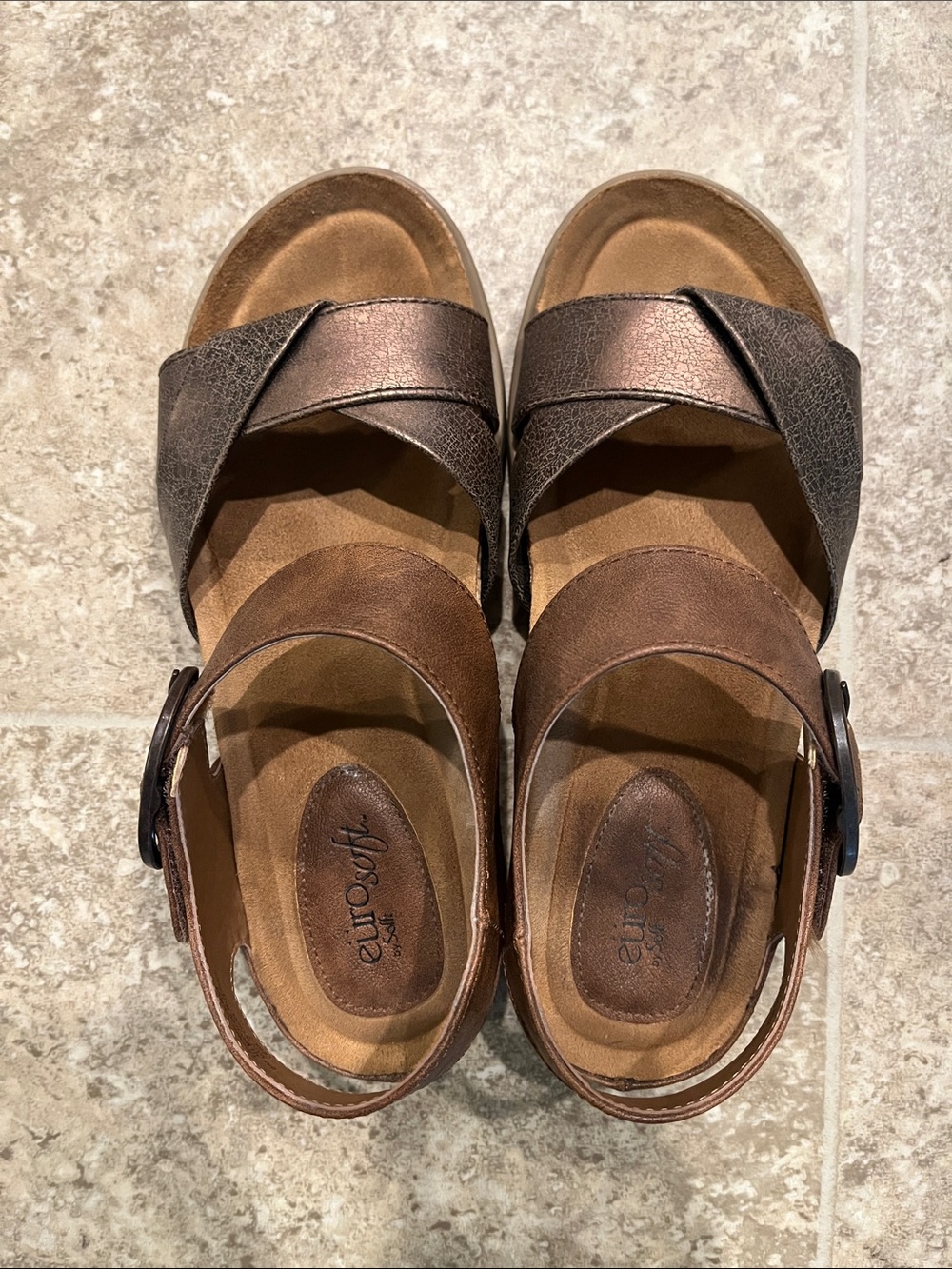 EuroSoft Womens Metallic Brown Comfort Sandals